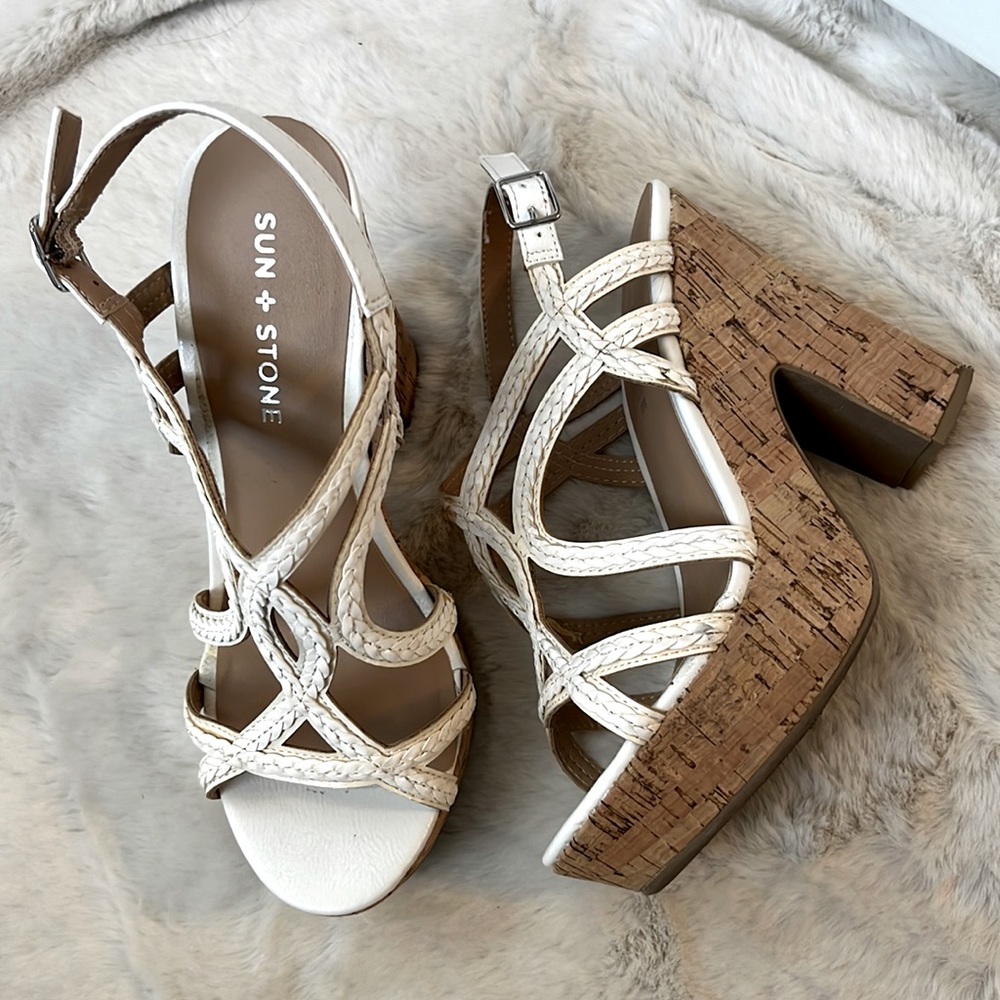 Sun Stone cork platform sandals
